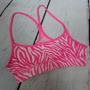 Pink Zebra Print Racerback Sports Bra